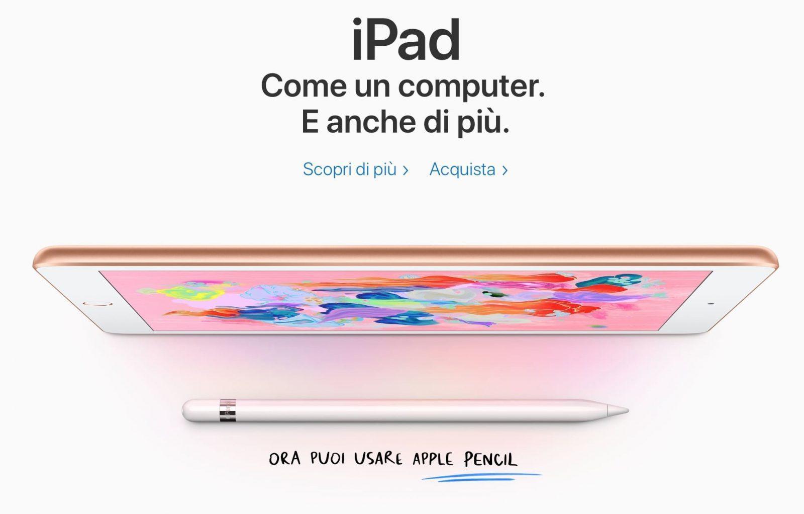 iPad 2018 scheda tecnica