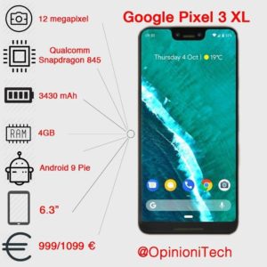 Google Pixel 3 XL prezzo specifiche tecniche