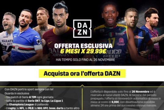 Amazon offre DAZN in sconto, 6 mesi a 29,99 euro