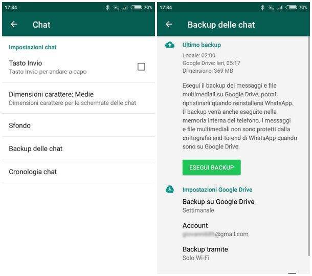 Backup chat WhatsApp Android