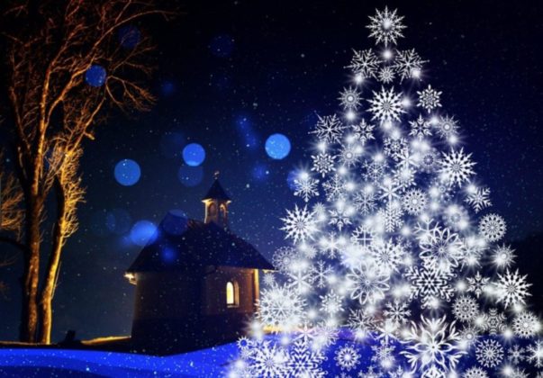 Immagine albero Natale stilizzato fiocchi neve