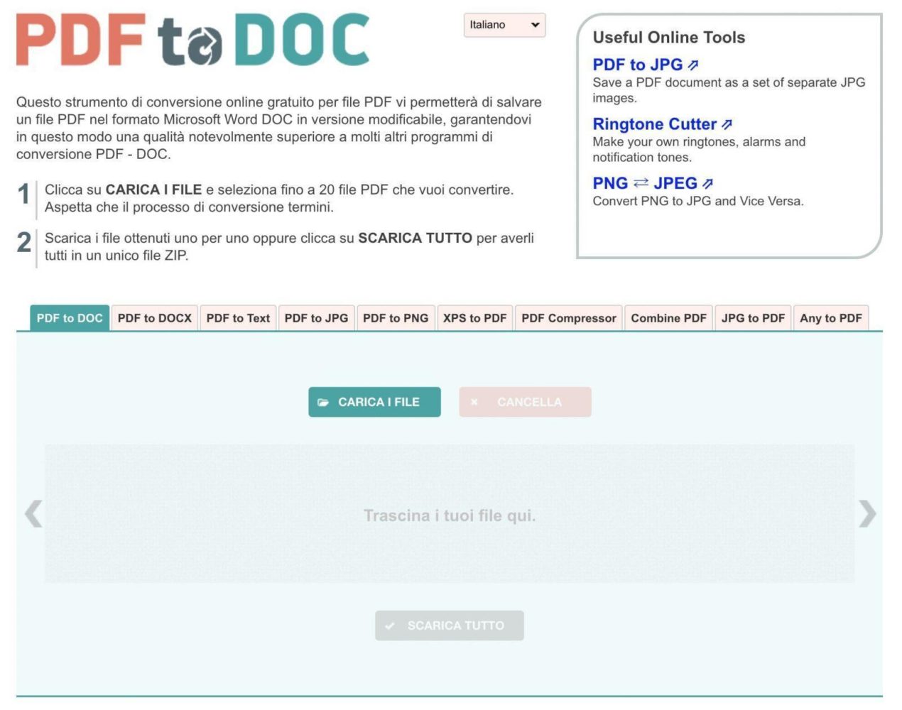 PDFtoDoc conversione online