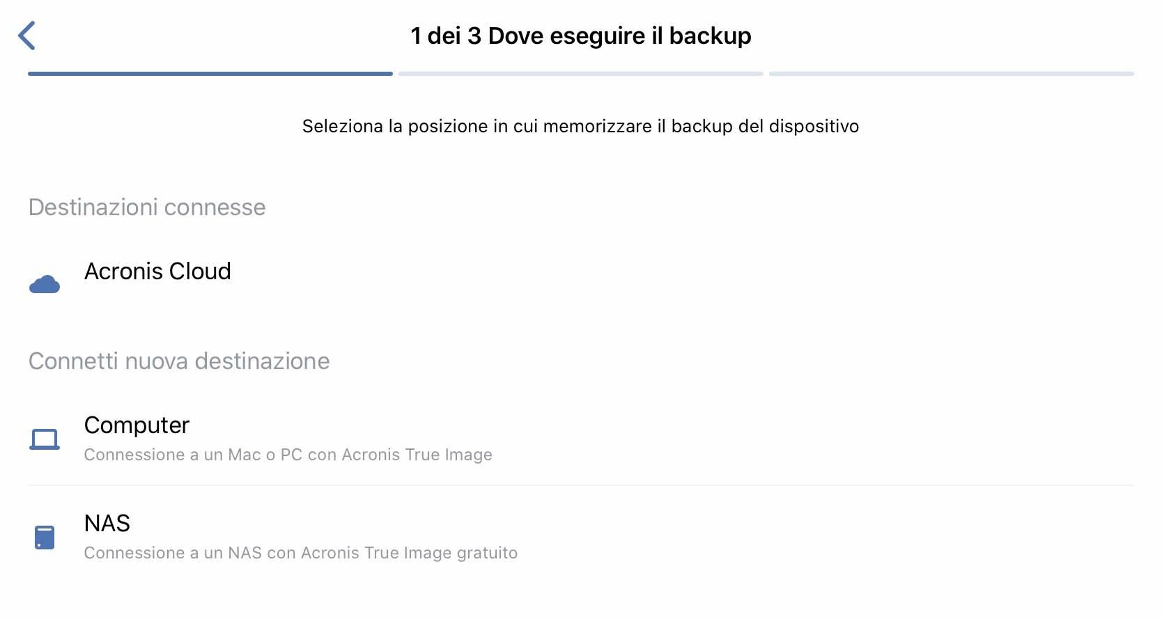 Acronis True Image 2020 backup su iOS