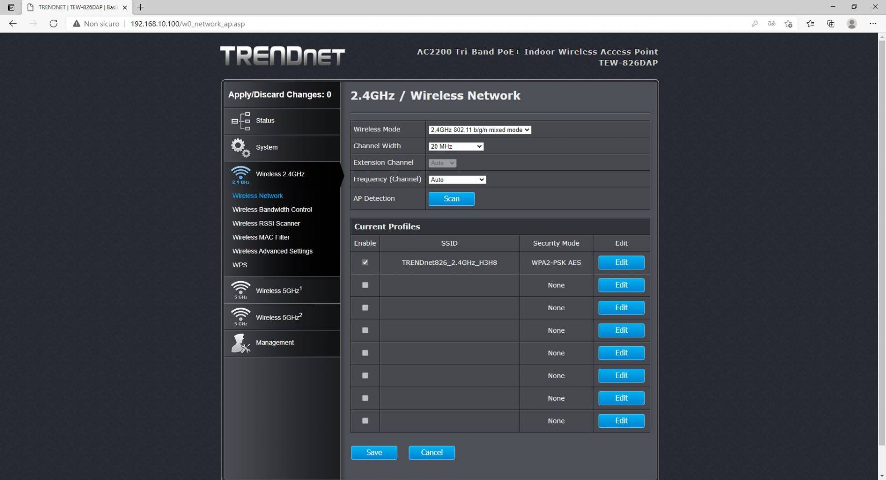 TRENDnet TEW 826DAP WiFi 2.4 Ghz connessione